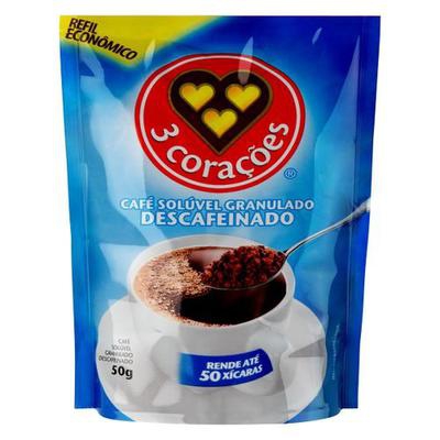 Café 3 Corações Solúvel Granulado Descafeinado Refil 50g